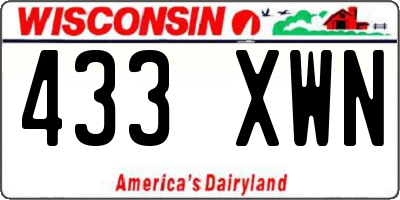 WI license plate 433XWN