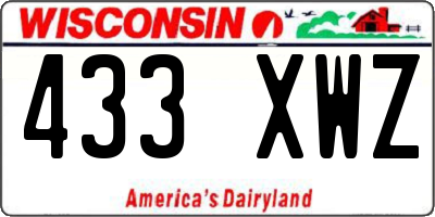 WI license plate 433XWZ