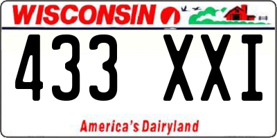 WI license plate 433XXI