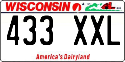 WI license plate 433XXL