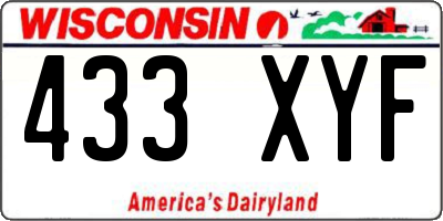 WI license plate 433XYF