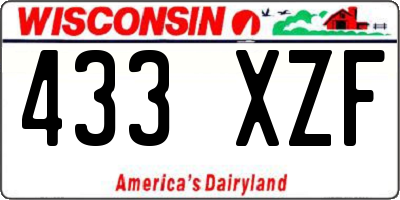 WI license plate 433XZF