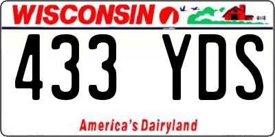 WI license plate 433YDS