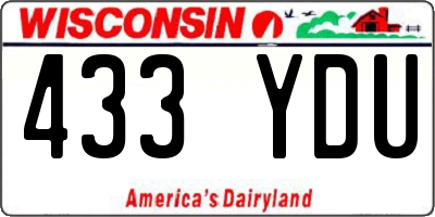 WI license plate 433YDU