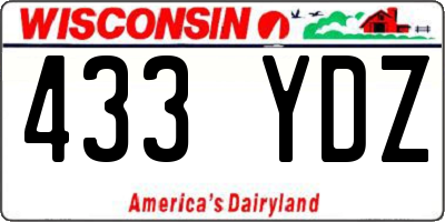 WI license plate 433YDZ