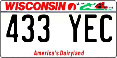 WI license plate 433YEC