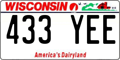 WI license plate 433YEE