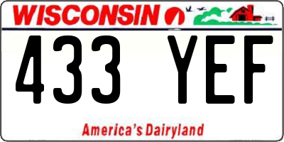WI license plate 433YEF