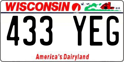 WI license plate 433YEG