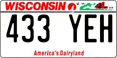 WI license plate 433YEH