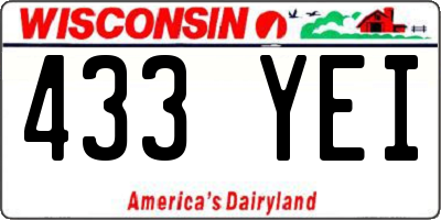WI license plate 433YEI