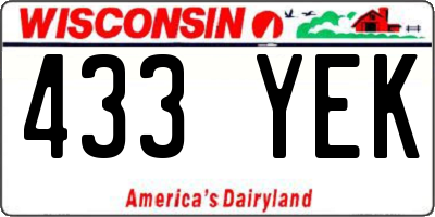WI license plate 433YEK
