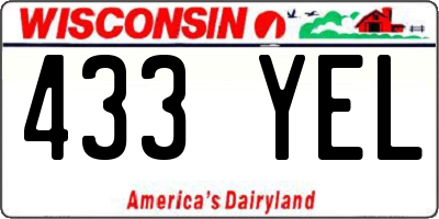 WI license plate 433YEL