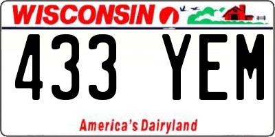 WI license plate 433YEM