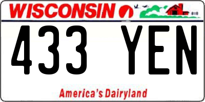 WI license plate 433YEN