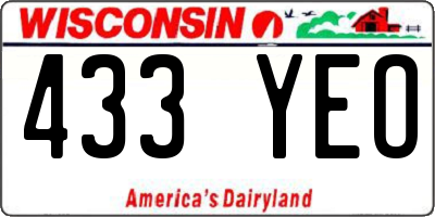 WI license plate 433YEO