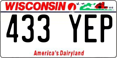 WI license plate 433YEP