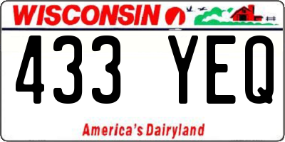 WI license plate 433YEQ