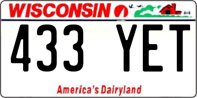 WI license plate 433YET