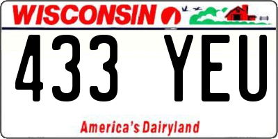 WI license plate 433YEU