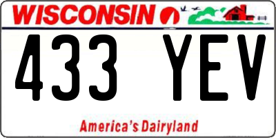 WI license plate 433YEV
