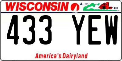 WI license plate 433YEW