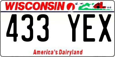 WI license plate 433YEX