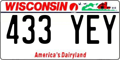 WI license plate 433YEY