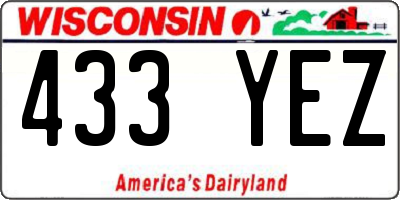 WI license plate 433YEZ