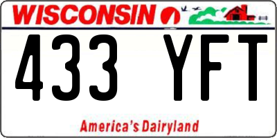 WI license plate 433YFT