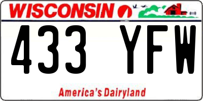 WI license plate 433YFW