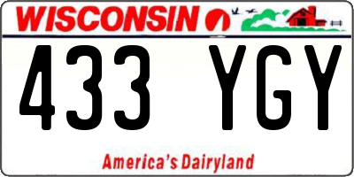 WI license plate 433YGY