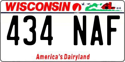 WI license plate 434NAF