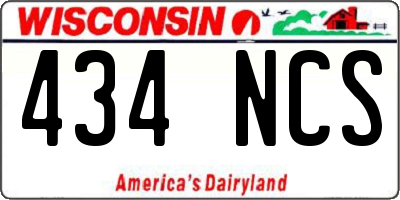 WI license plate 434NCS