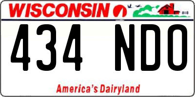 WI license plate 434NDO