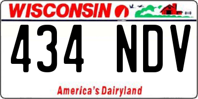WI license plate 434NDV
