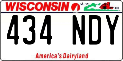 WI license plate 434NDY