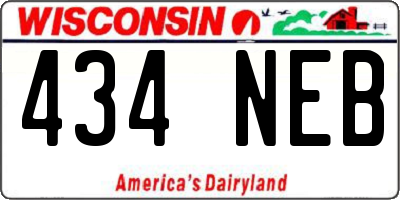 WI license plate 434NEB