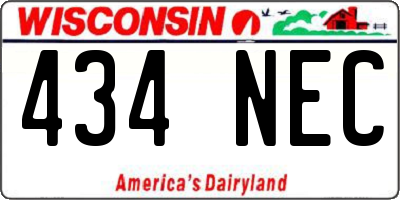 WI license plate 434NEC