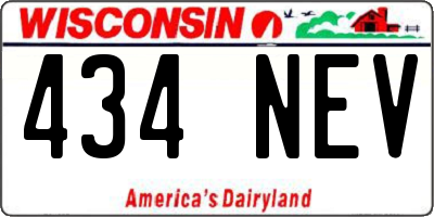 WI license plate 434NEV