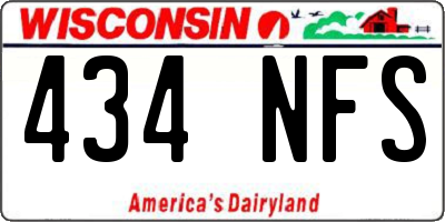 WI license plate 434NFS