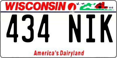 WI license plate 434NIK