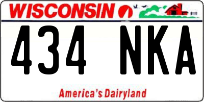 WI license plate 434NKA