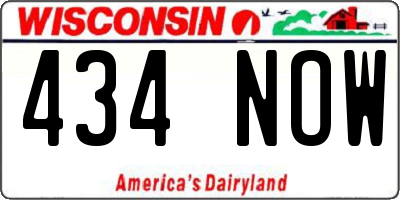 WI license plate 434NOW