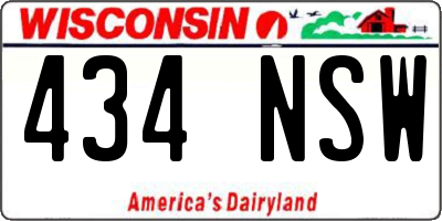 WI license plate 434NSW