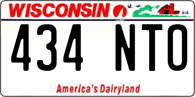 WI license plate 434NTO