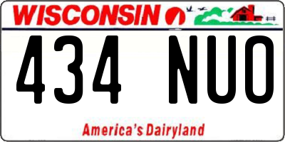 WI license plate 434NUO