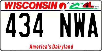 WI license plate 434NWA