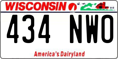 WI license plate 434NWO