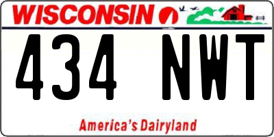 WI license plate 434NWT